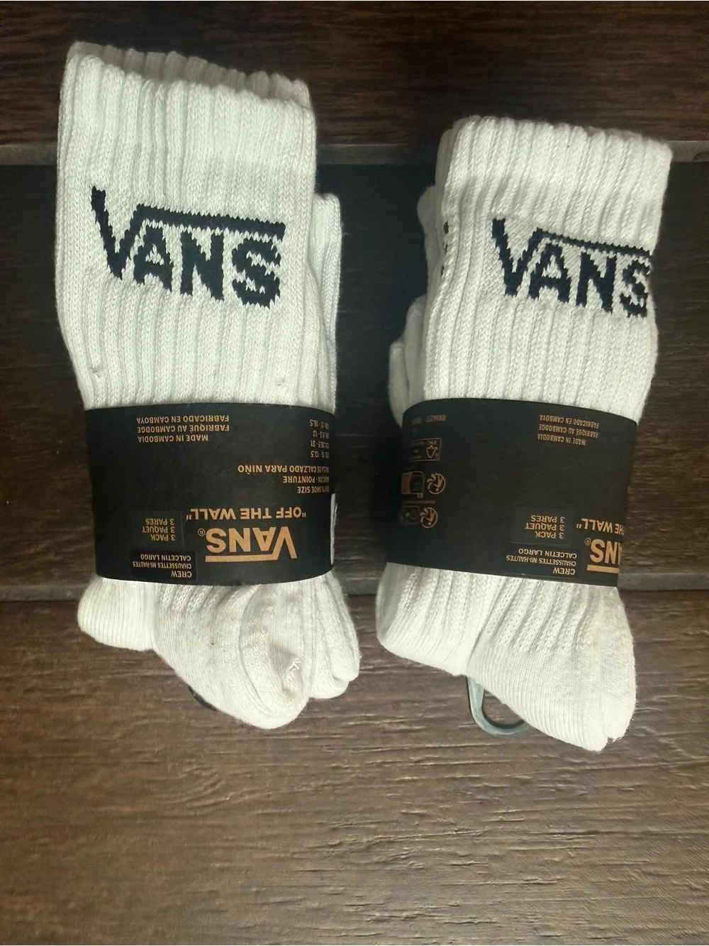 Vans White Crew Socks with Black Logo - Twin Pack